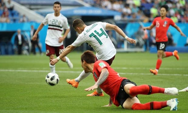 हर्नान्डेजको गोल, दक्षिण कोरियाविरुद्ध मेक्सिको २ - ० ले अघि