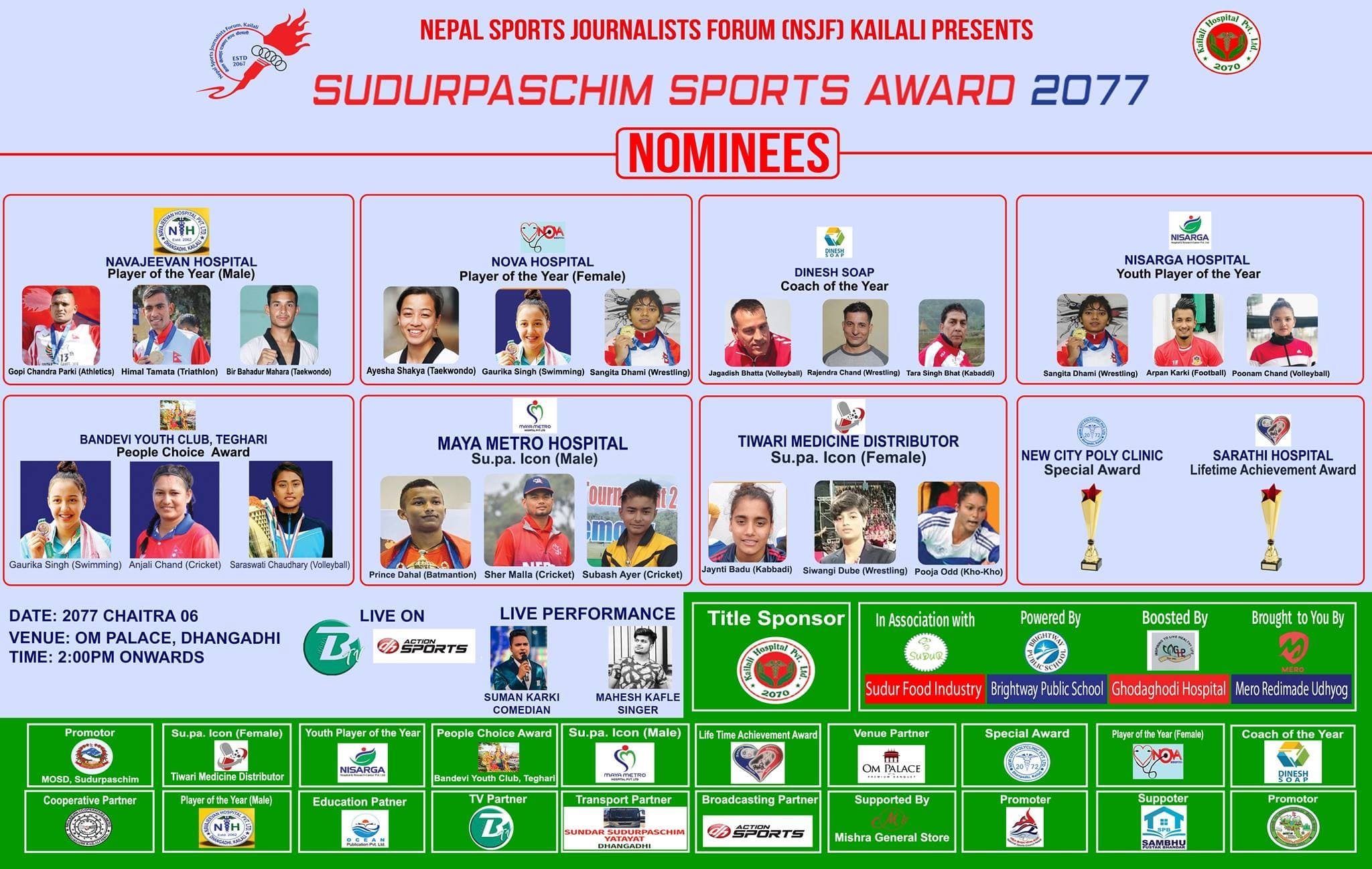 सुदूरपश्चिम स्पोर्ट्स अवार्ड आज