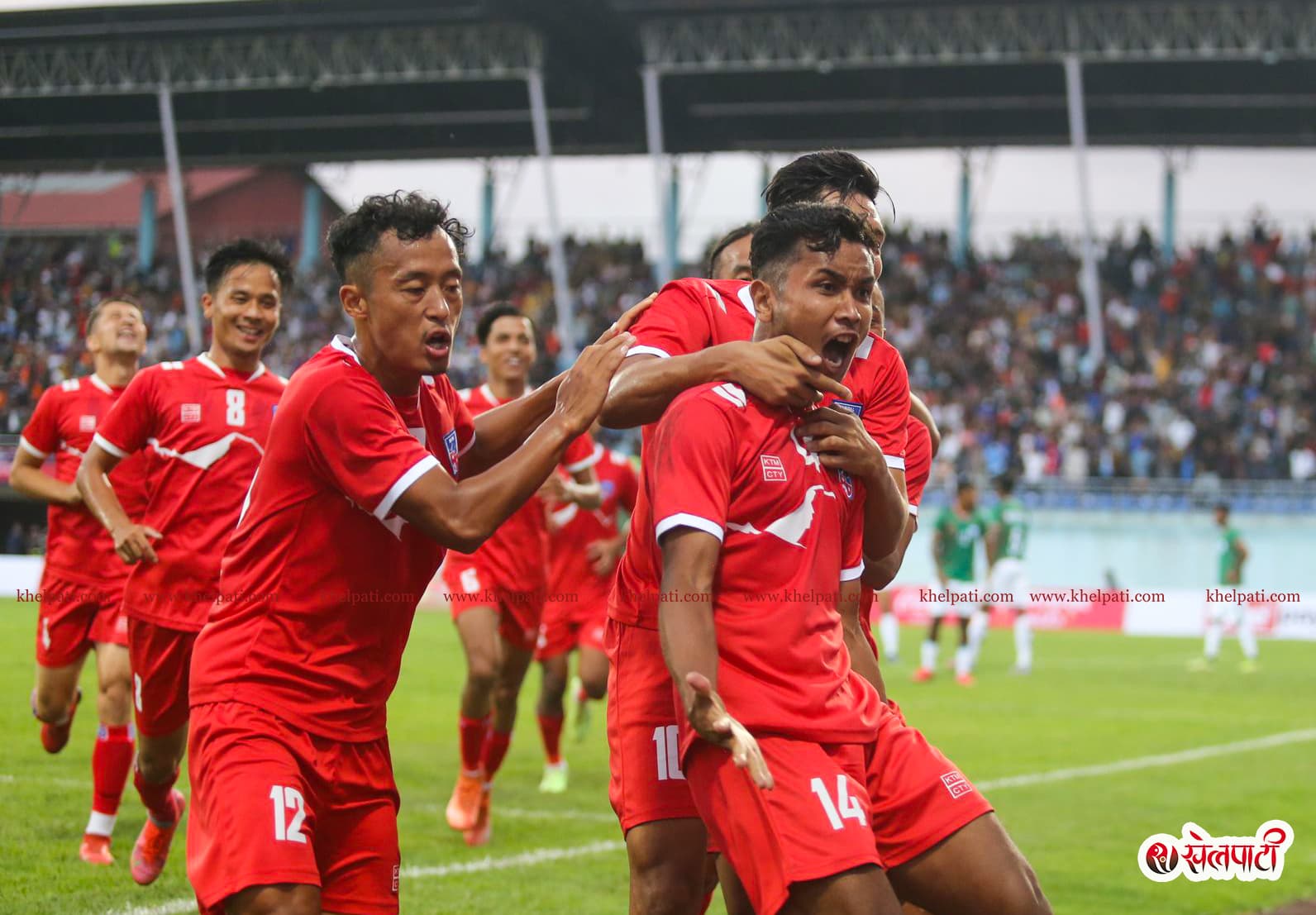 अन्जनको ह्याट्रिकमा बंगलादेशमाथि नेपालको जित