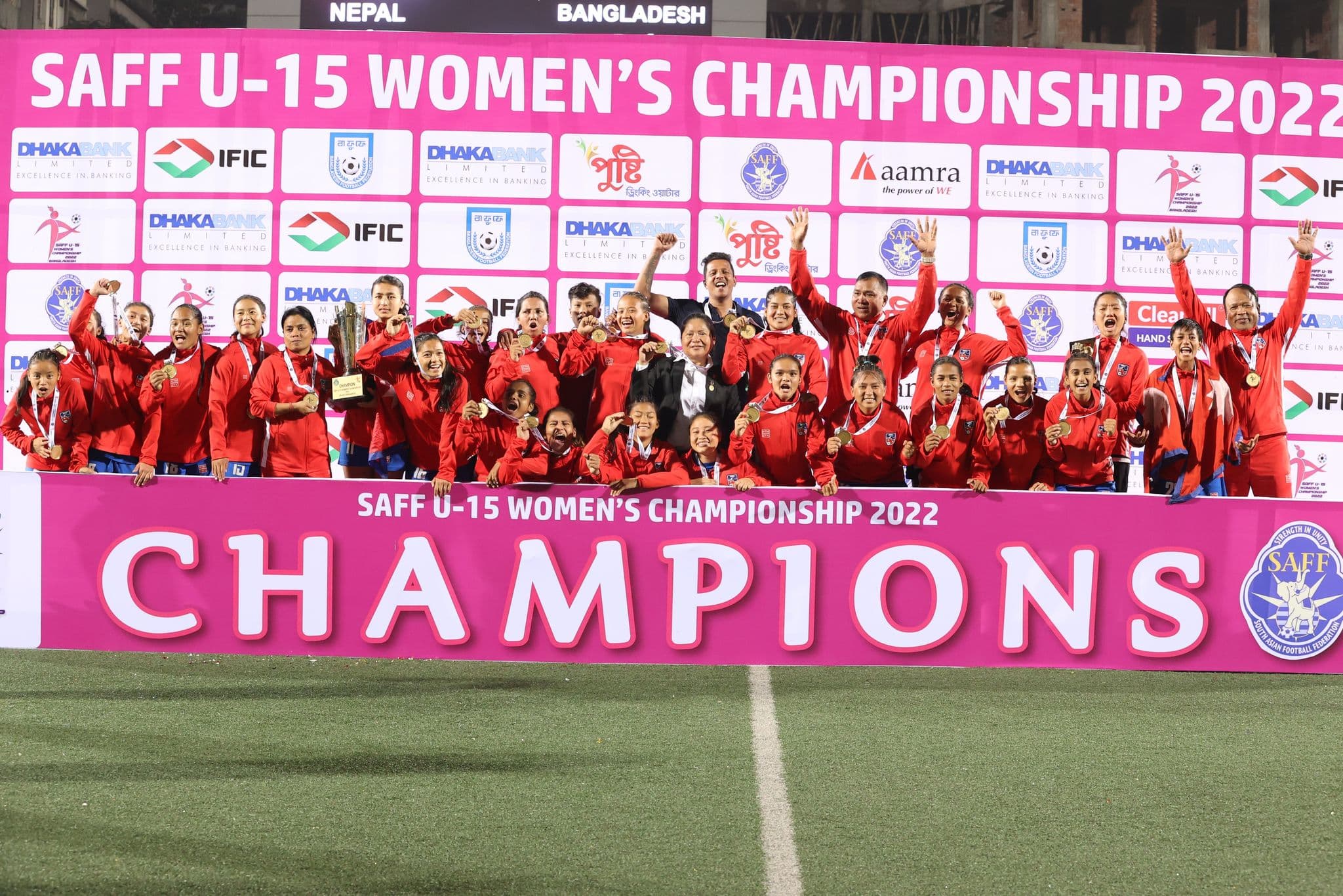 च्याम्पियन यू-१५ महिला टोली स्वदेश फर्कदै