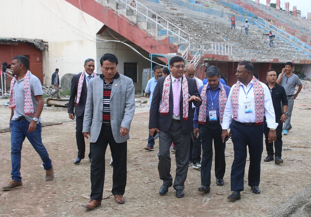दक्षिण एसियाली ओलम्पिक काउन्सिलका प्रतिनिधिद्वारा दशरथ रंगशालाको निरीक्षण