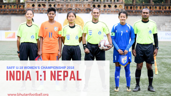 नेपालविरुद्ध भारतले बराबरी गोल फर्कायो
