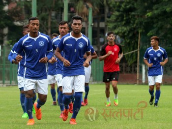 साफ च्याम्पियनसिप : भुटानविरुद्ध मैदान उत्रदै नेपाल , जित्नै पर्ने दबाब