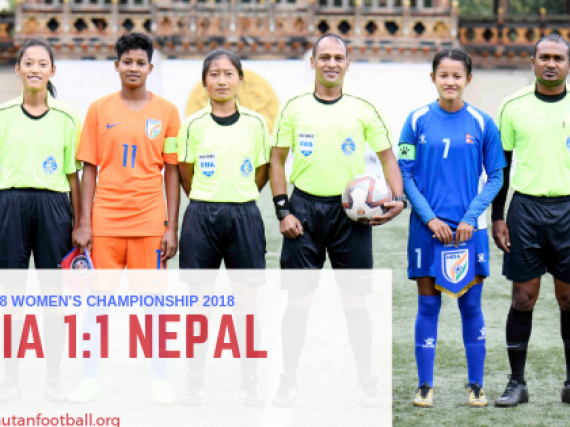 नेपालविरुद्ध भारतले बराबरी गोल फर्कायो